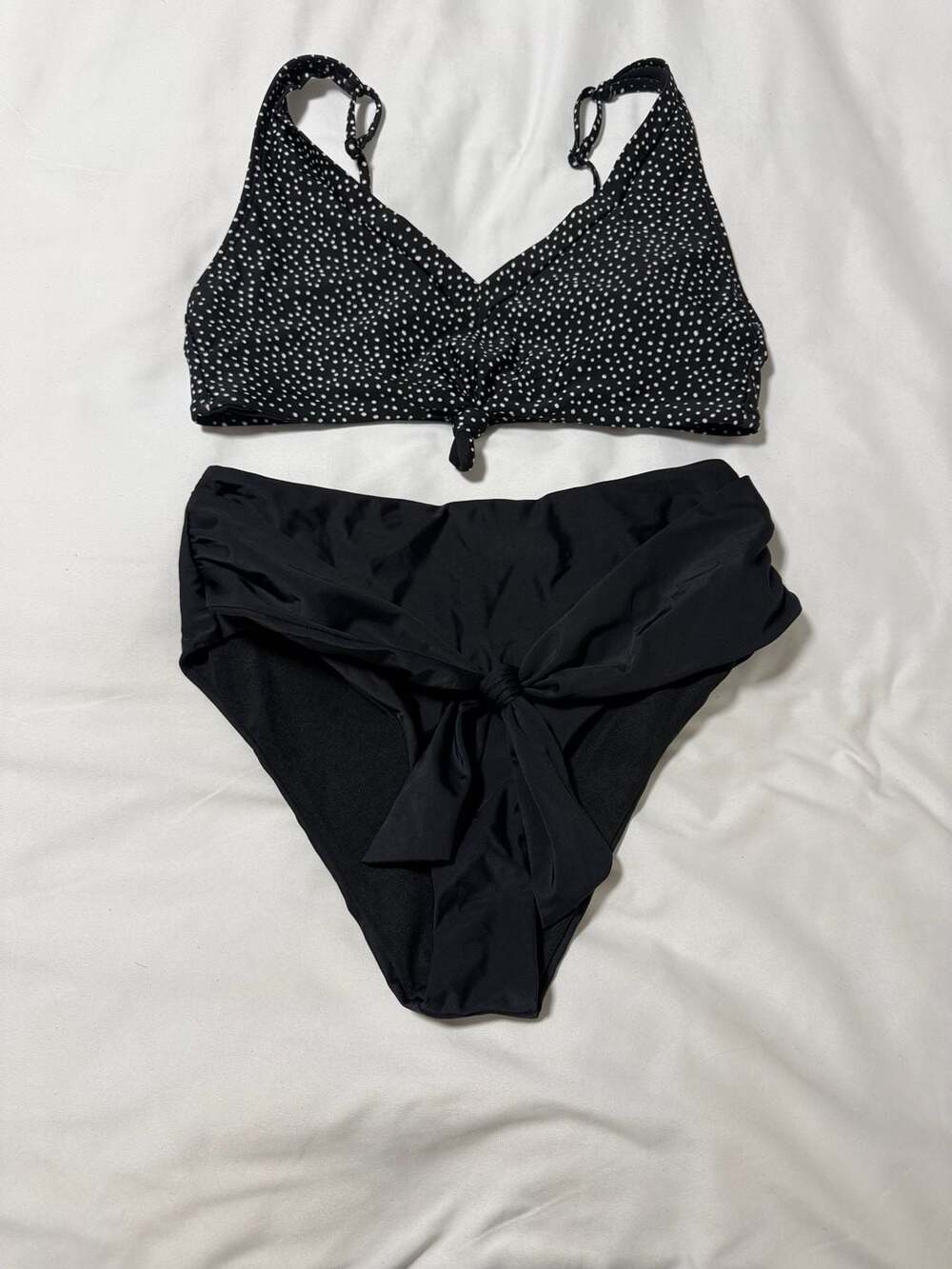 No Boundaries Polka Dot Tie-Front Bikini Set Size M (7-9)